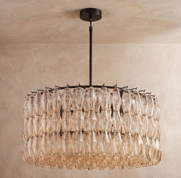 Inspired Chiara Style 37 Inch Round Glass Drum Chandelier Bronze - Main Product View