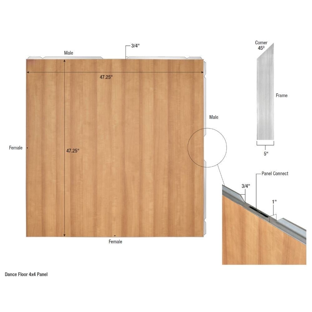 12' x 12' White Portable Dance Floor with Gold Edge Trim