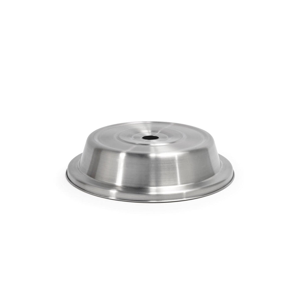 Silver Round Brushed Stainless Steel Plate Cover - Case of 12
