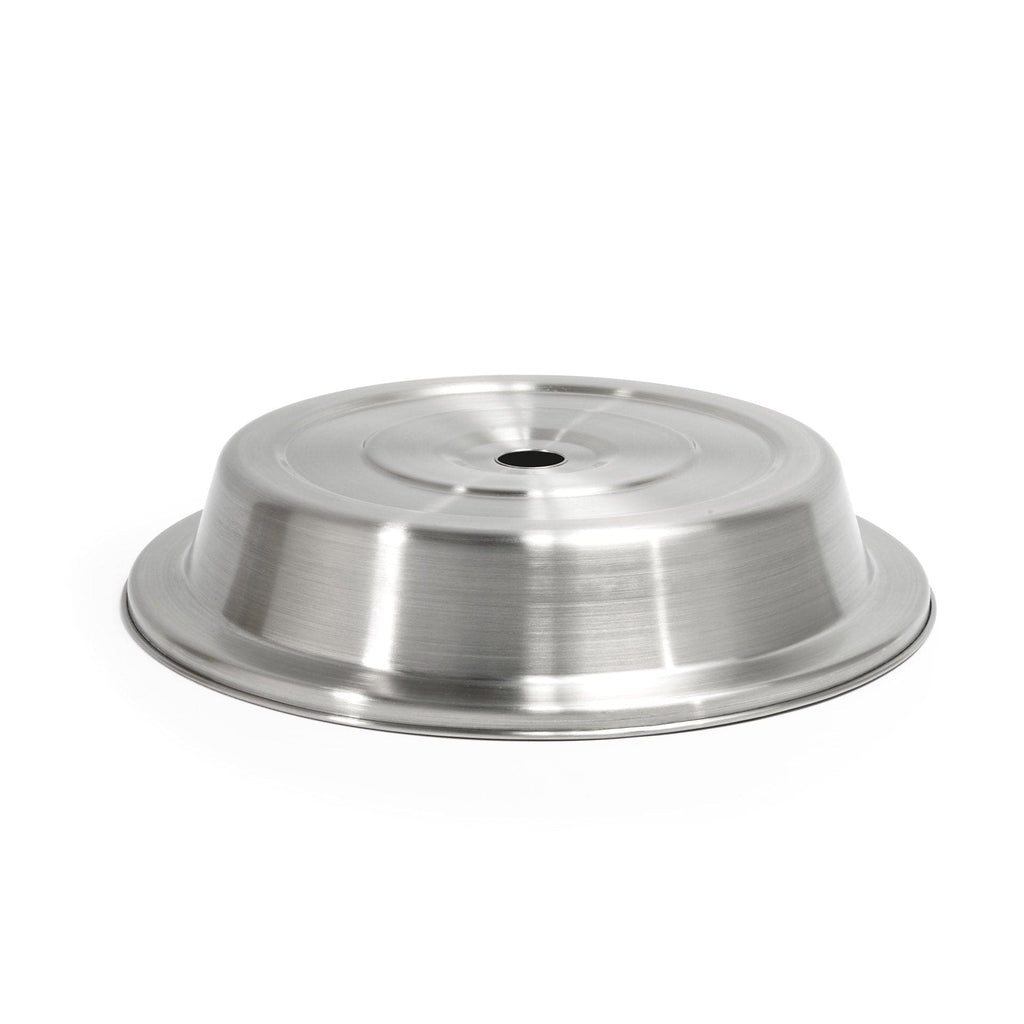 Silver Round Brushed Stainless Steel Plate Cover - Case of 12