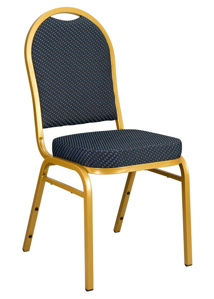 Patterned Fabric Steel Frame Dome Back Banquet Chair