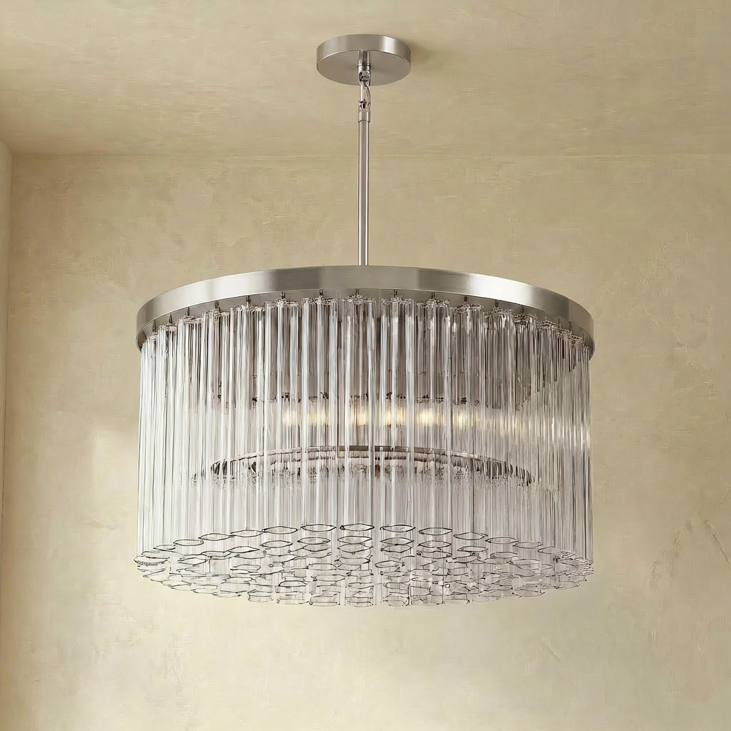 Inspired Cielo Style 36 Inch Round Chandelier Stainless Steel Finish - Main Product View