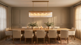 Inspired Cielo Style 73 Inch Rectangular Chandelier Gold Finish - Room Scene