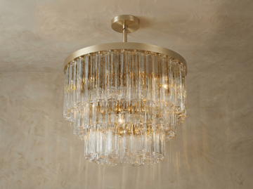 Inspired Cielo Style Three-Tier 36 Inch Round Chandelier Gold Finish - Main
