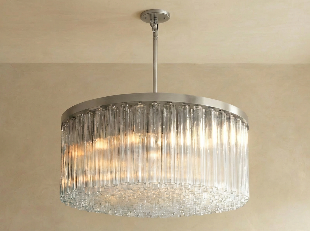 Inspired Cielo Style 48 Inch Round Chandelier Stainless Steel Finish - Main Product View