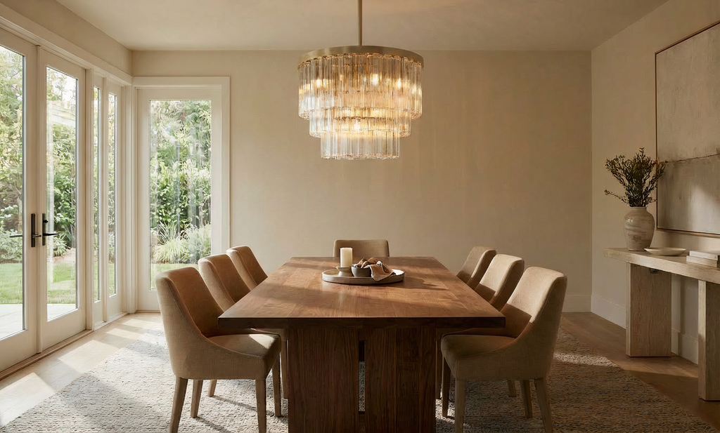 Inspired Cielo Style Three-Tier 36 Inch Round Chandelier Gold Finish - Room Scene