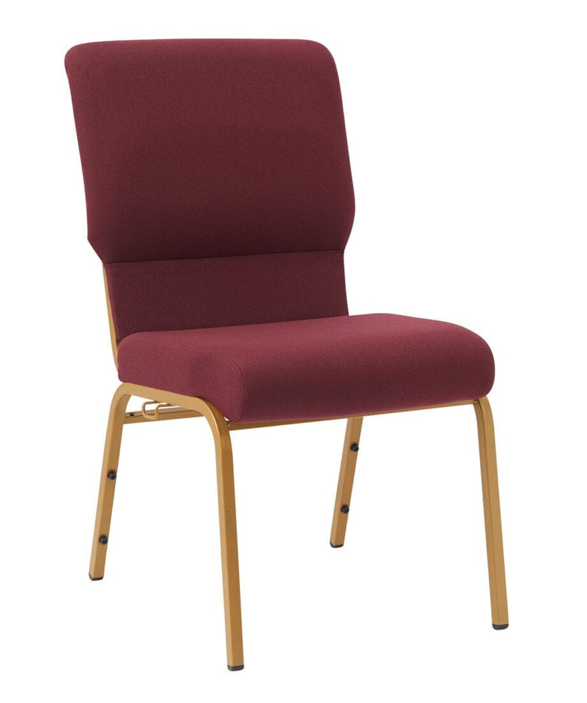 Fabric Church Chair with Cut-Away Back Wide Steel Frame