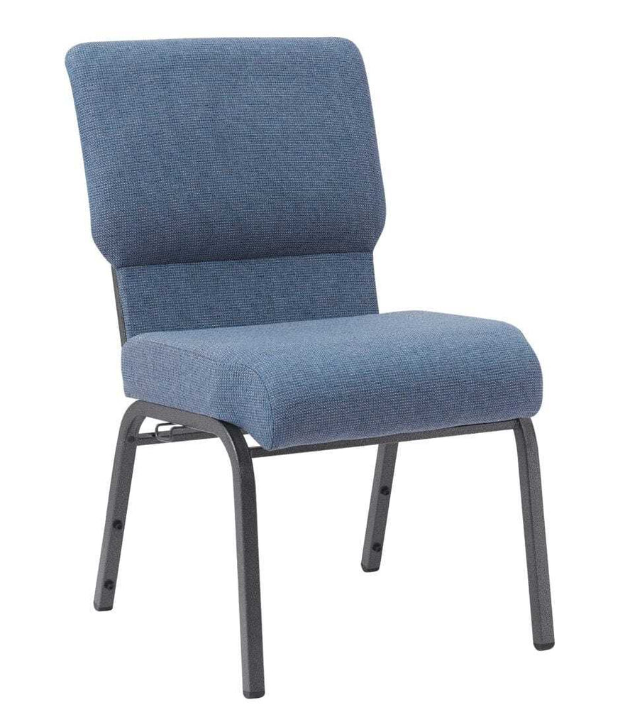 Fabric Church Chair with Cut-Away Back Wide Steel Frame