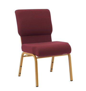 Fabric Church Chair with Cut-Away Back Wide Steel Frame