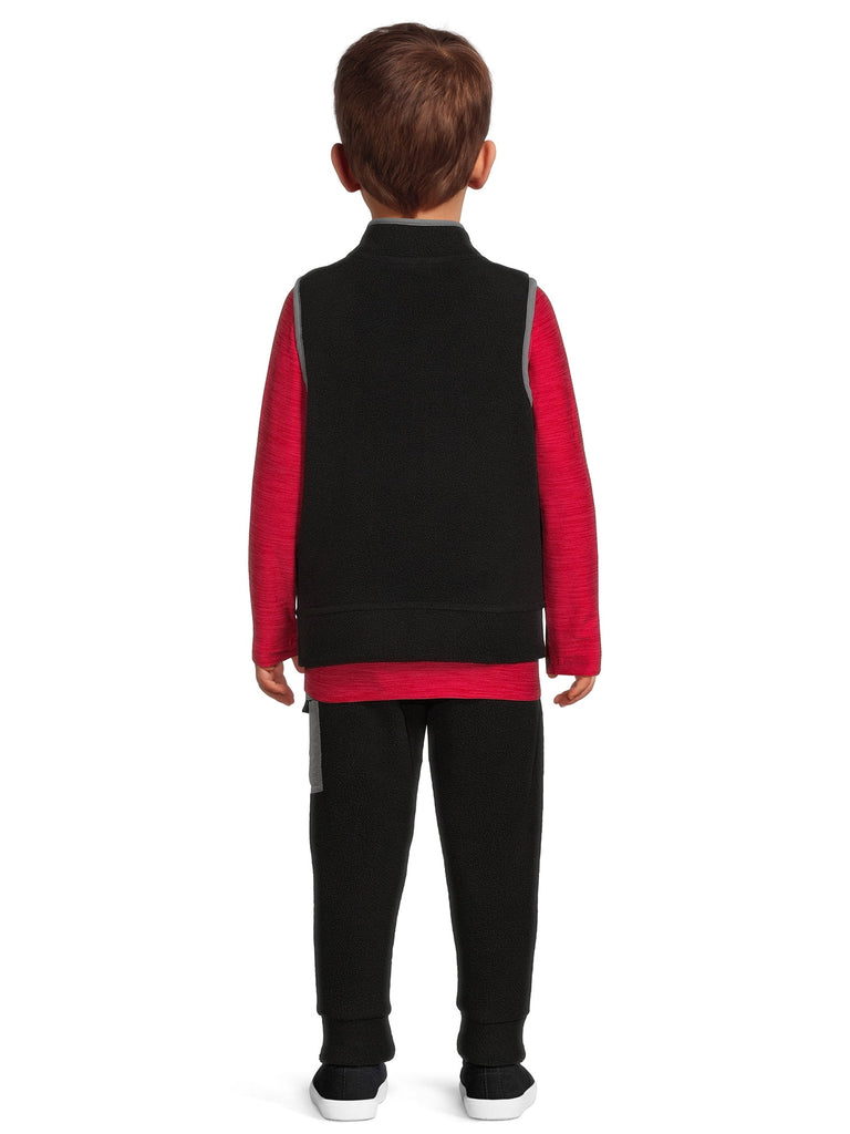 Toddler Boy's Fleece Vest, Long Sleeve Top, and Pants, 3-Piece Set