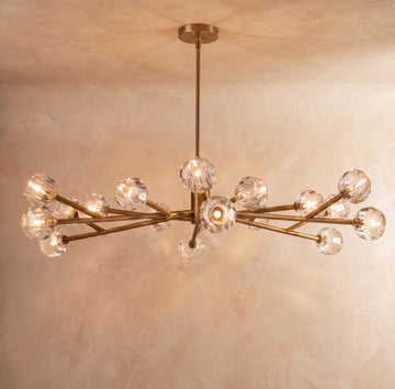 Inspired Boule de Cristal Style 60 Inch Round Crystal Sphere Chandelier Lacquered Burnished Brass - Main Product View