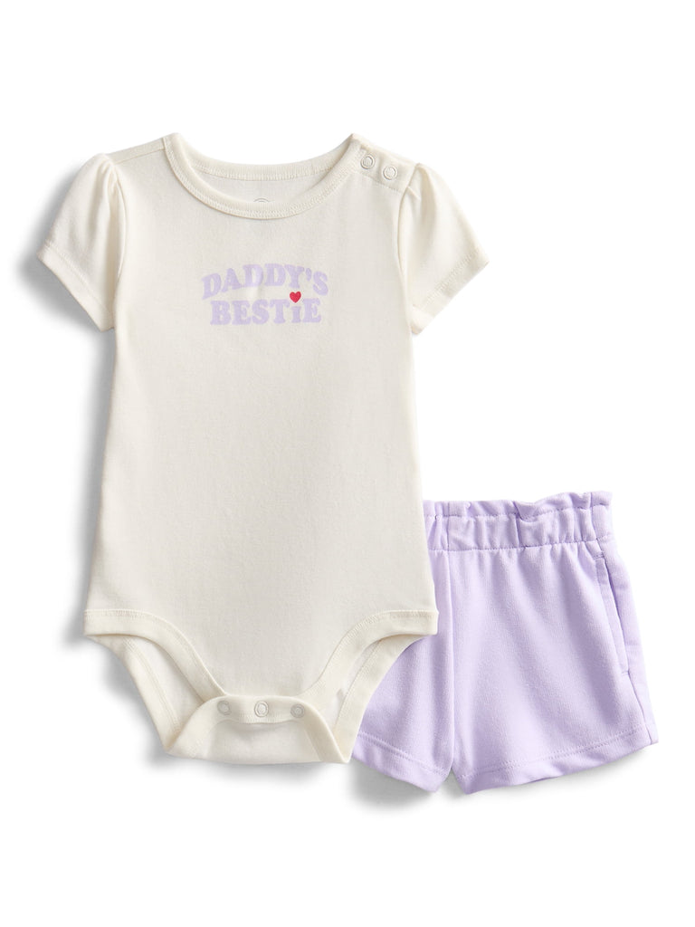 Baby Girls Graphic Tee and Shorts Outfit Set, 6-Piece
