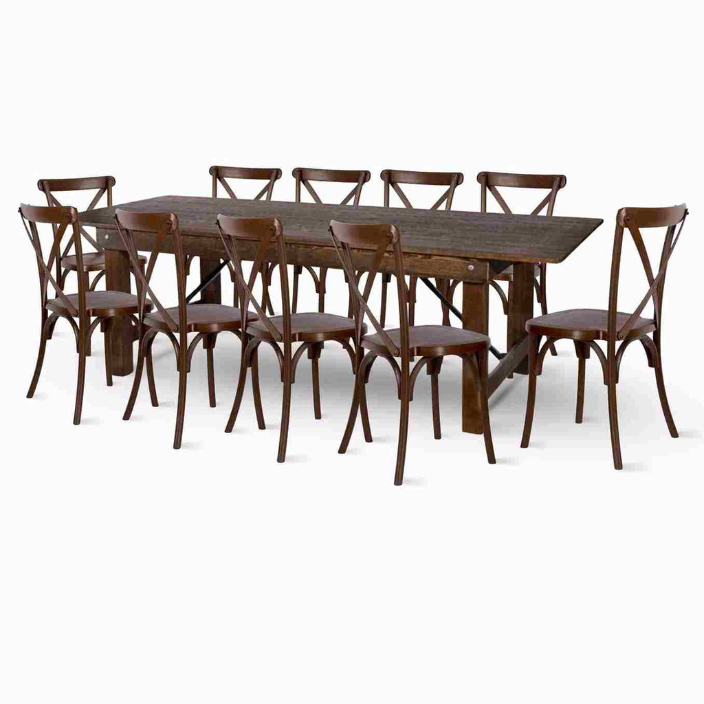 Straight Leg Farm Table Dining Set with 10 Chairs