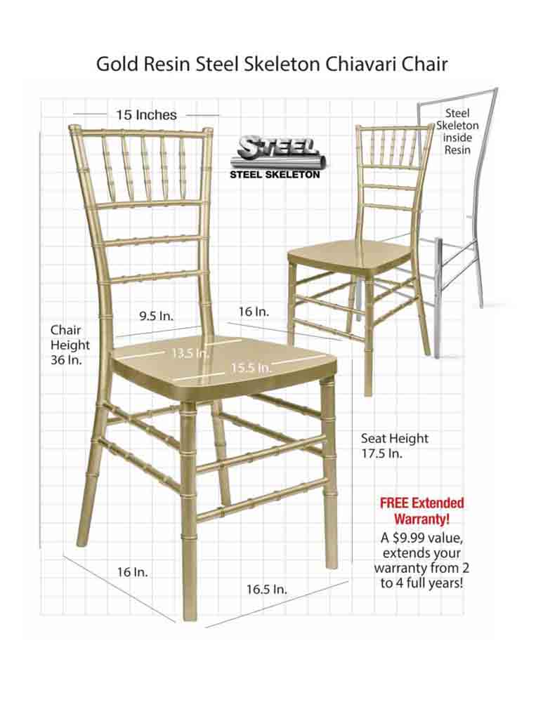 Classic Gold Resin Steel-Core Ballroom Chair