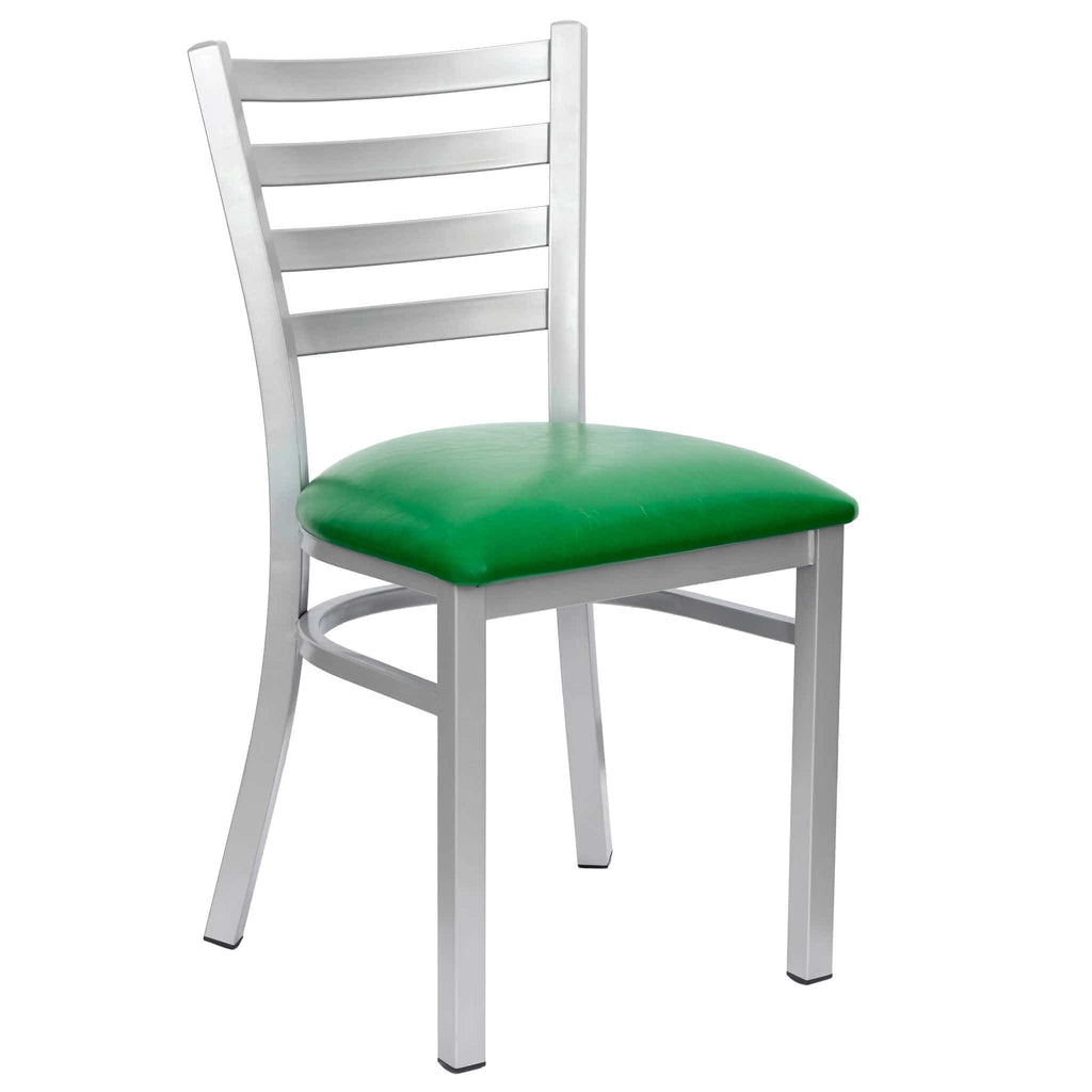 Ladder Back Restaurant Chair with Frame and Vinyl Seat