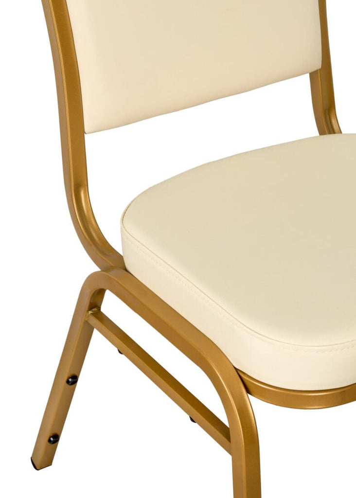 Scratch and Dent Ivory Vinyl Gold Frame Crown Back Banquet Chair