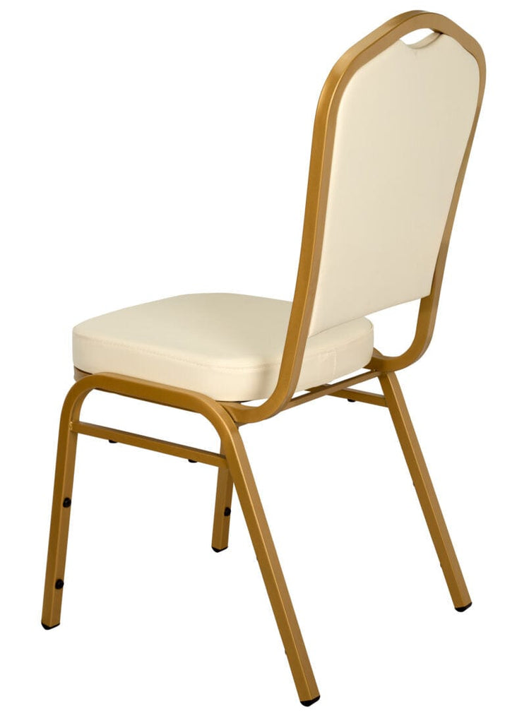 Scratch and Dent Ivory Vinyl Gold Frame Crown Back Banquet Chair