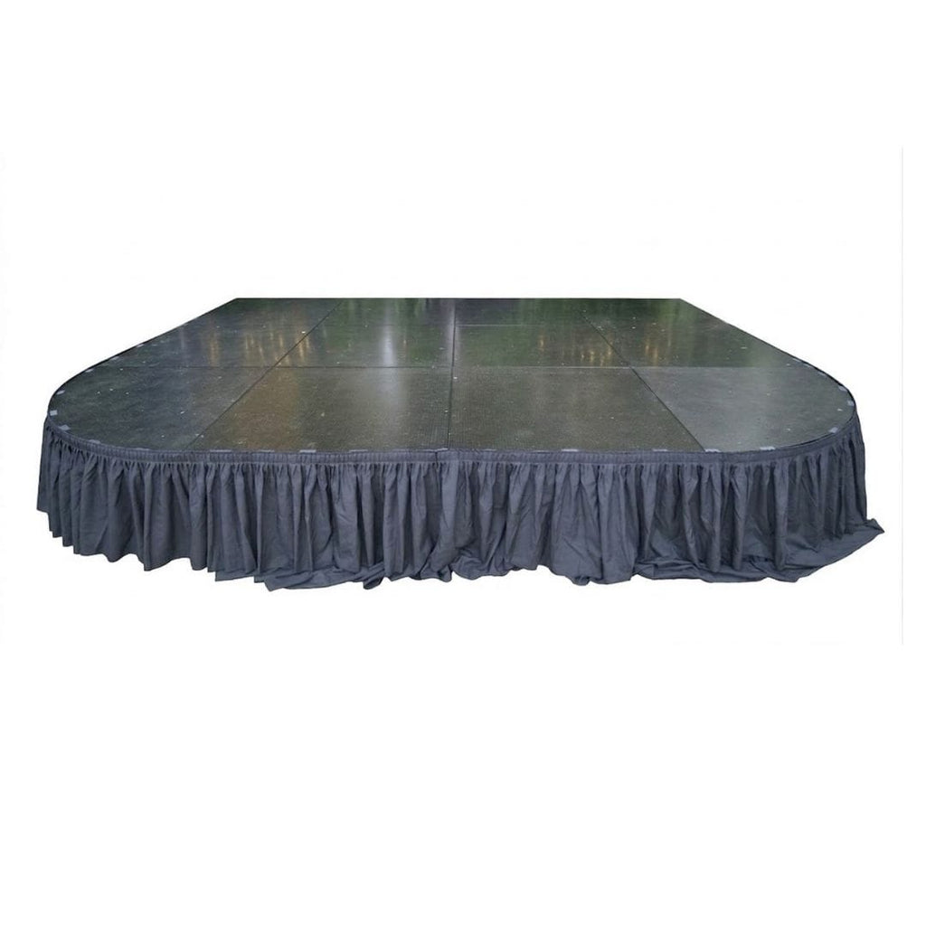 16' Black Stage Skirt 21" High 180 GSM Polyester Linen with 16 Clips