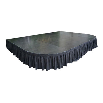 16' Black Stage Skirt 21" High 180 GSM Polyester Linen with 8 Clips