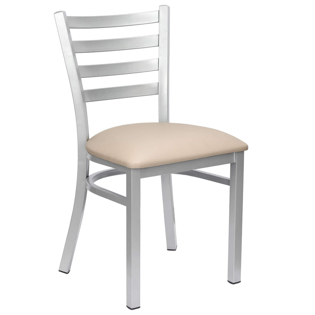 Ladder Back Restaurant Chair with Frame and Vinyl Seat