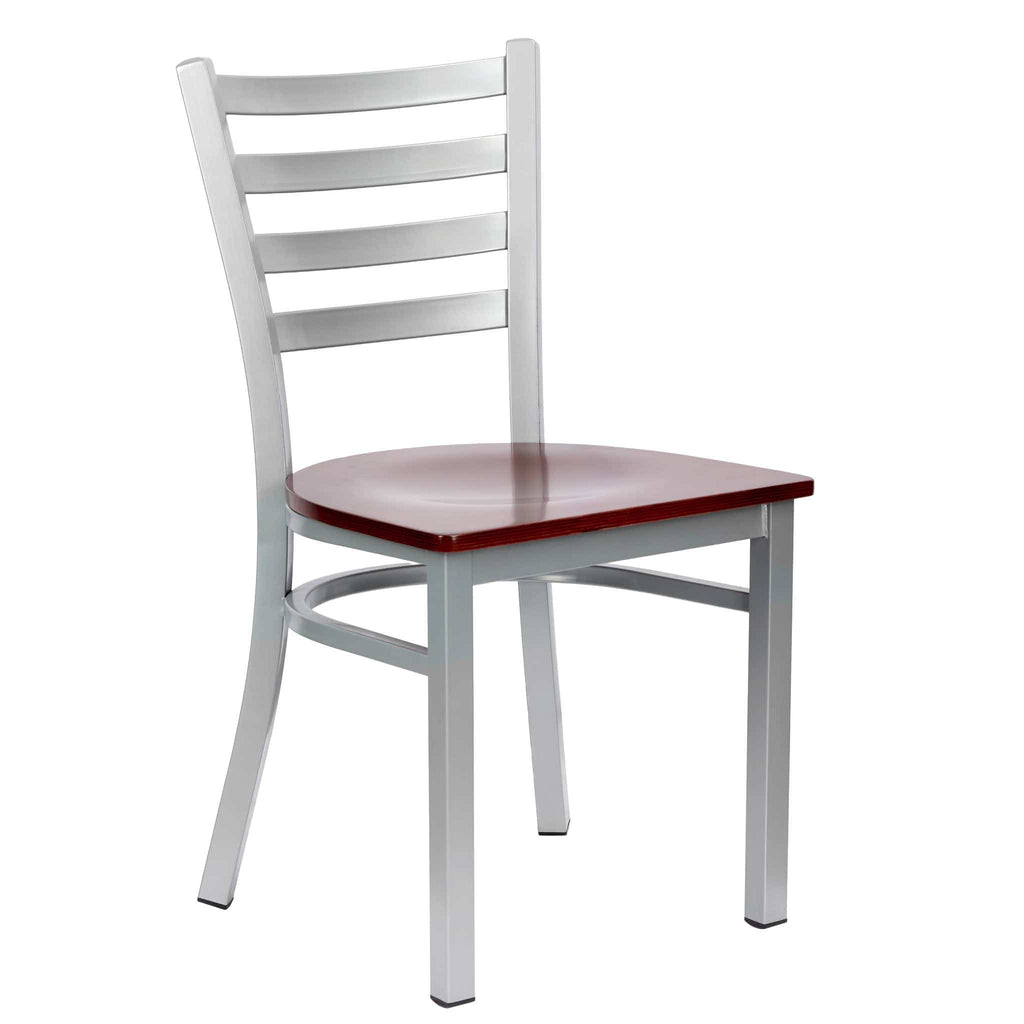 Ladder Back Restaurant Chair with Frame and Wood Seat