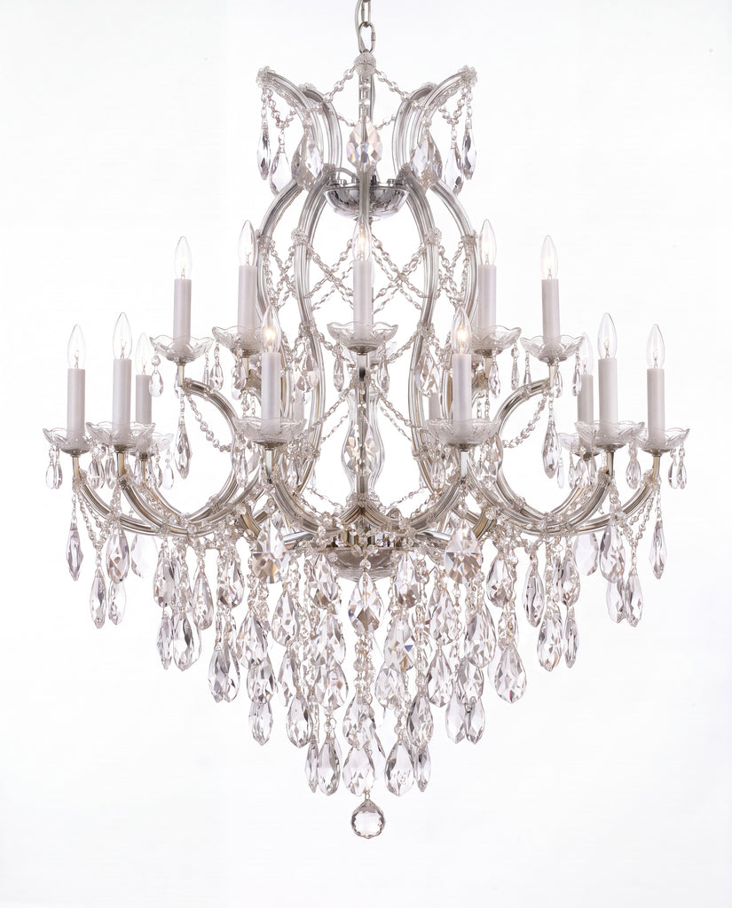 Maria Theresa 16-Light Crystal Chandelier H38" x W37" - Silver Finish
