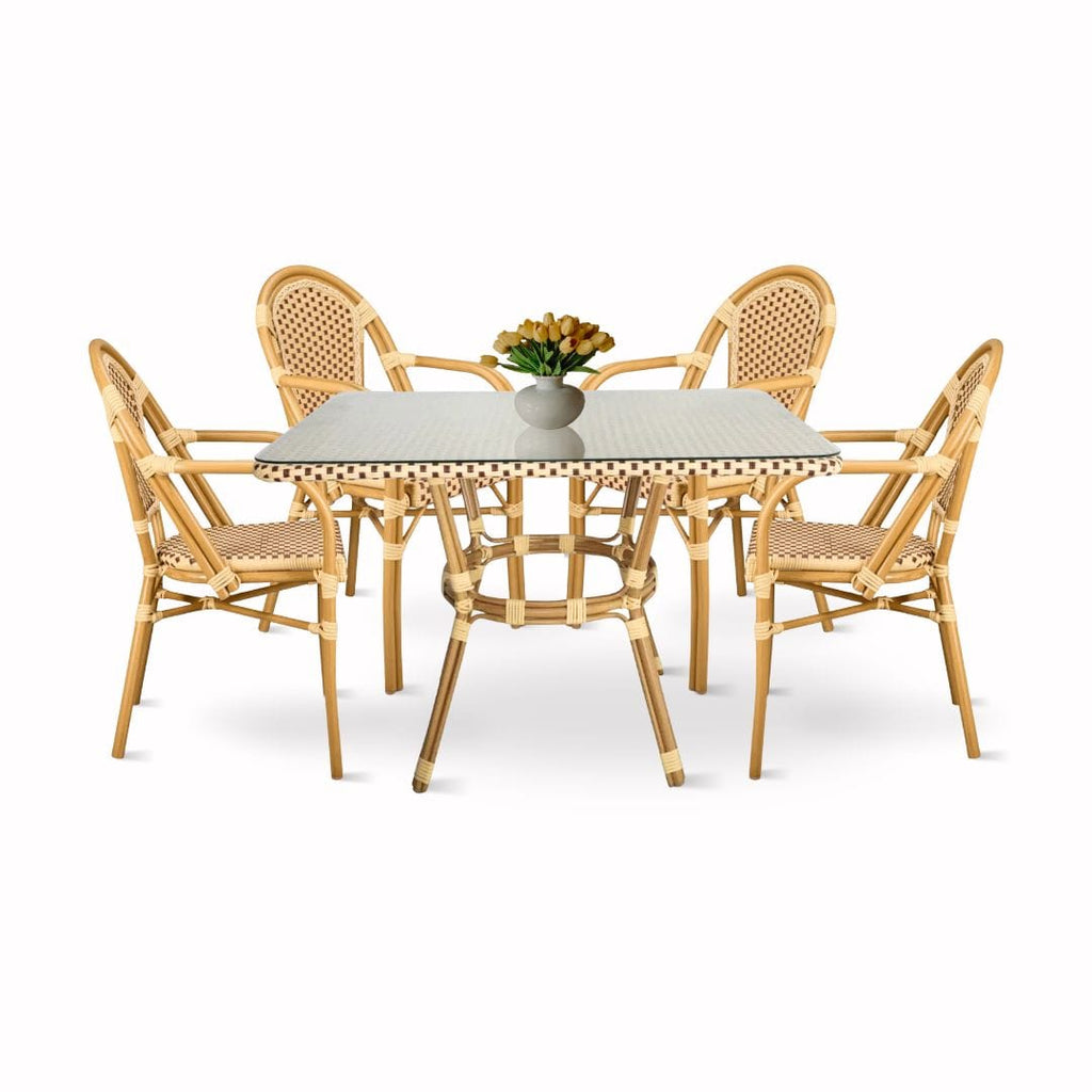 French Bistro Set Includes Table and 4 Chairs with Arms
