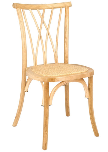 Natural Heavy-Duty Wood Willow Wood Chair With Rattan Seat and Solid-Color Core