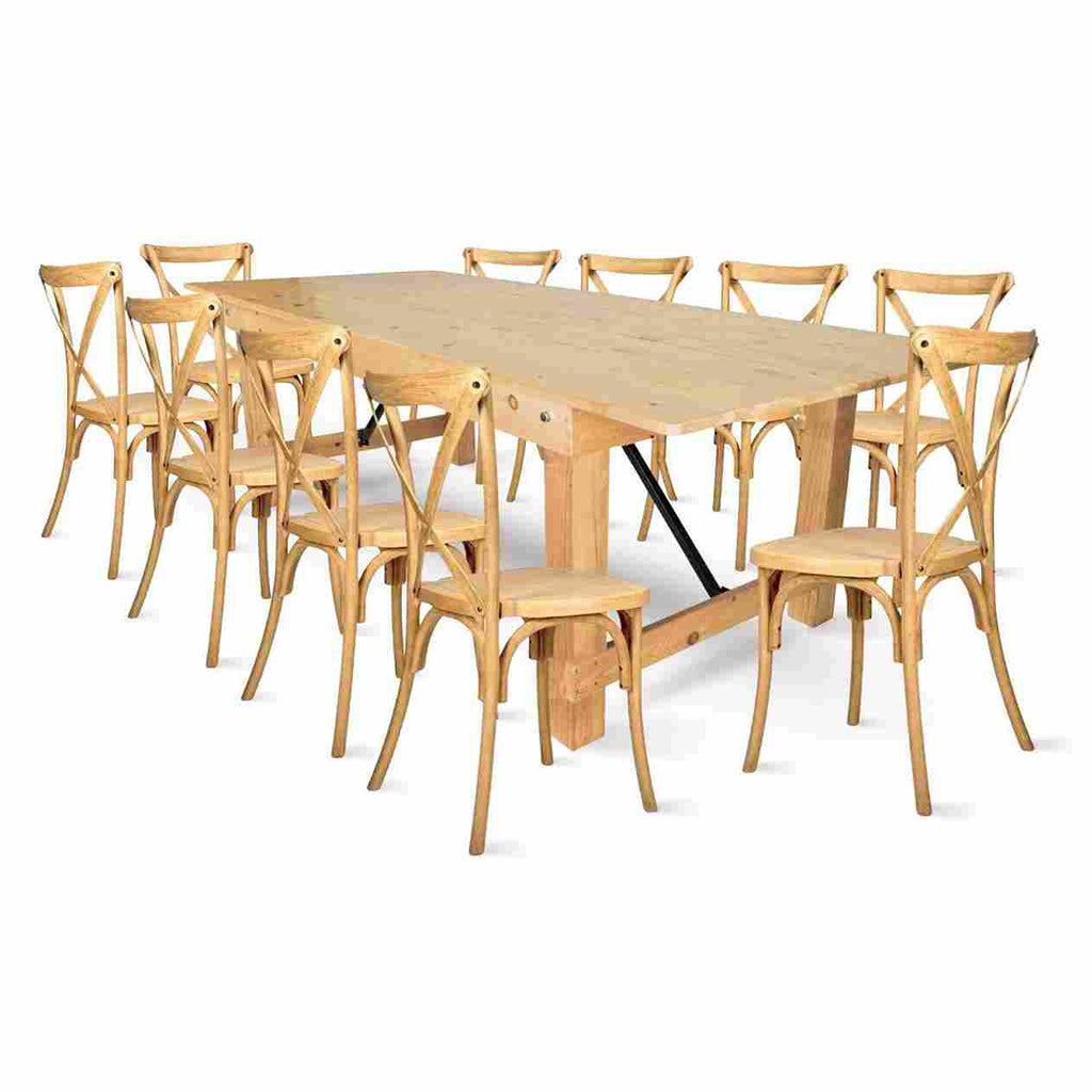 Straight Leg Farm Table Dining Set with 10 Chairs