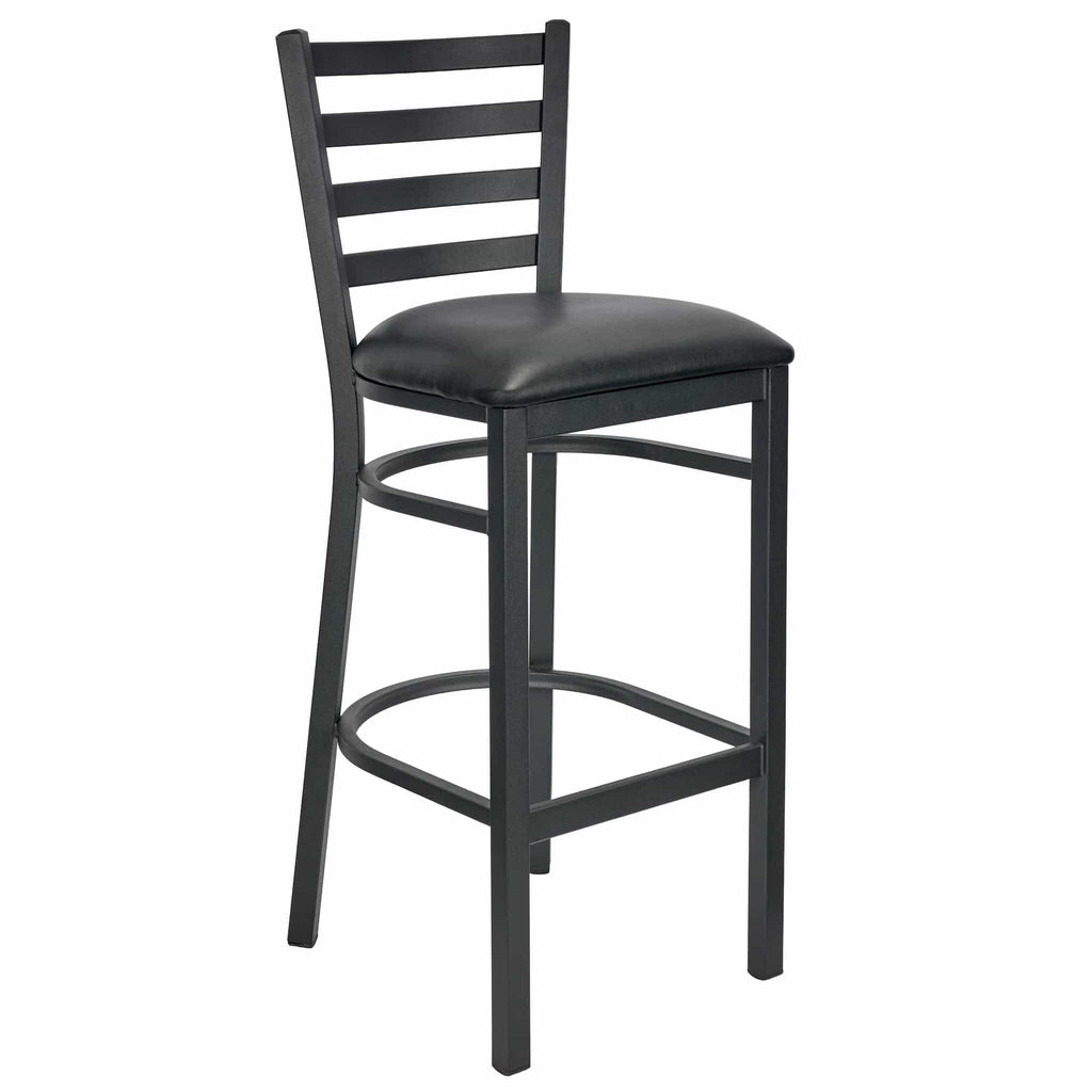 Ladder Back Bar Stool with Frame and Vinyl Seat