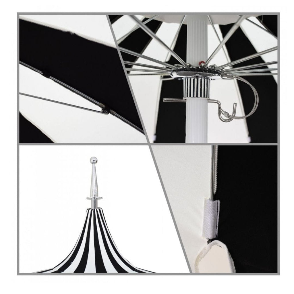 Macaw 8.5' Classic Commercial Fabric Patio Umbrella with White Aluminum Pole and Push Lift