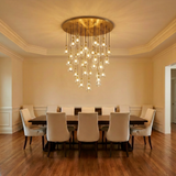 Inspired Rain Drop Style Sculptural Glass Chandelier – 60.5 Inch – Gold Finish