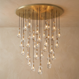 Inspired Rain Drop Style Sculptural Glass Chandelier – 60.5 Inch – Gold Finish