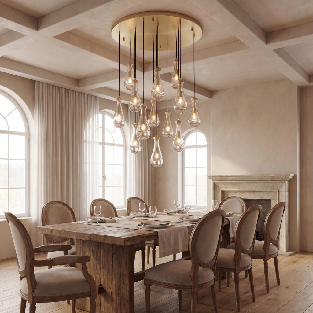 Inspired Rain Drop Style Chandelier – 36.5 Inch – Gold Finish