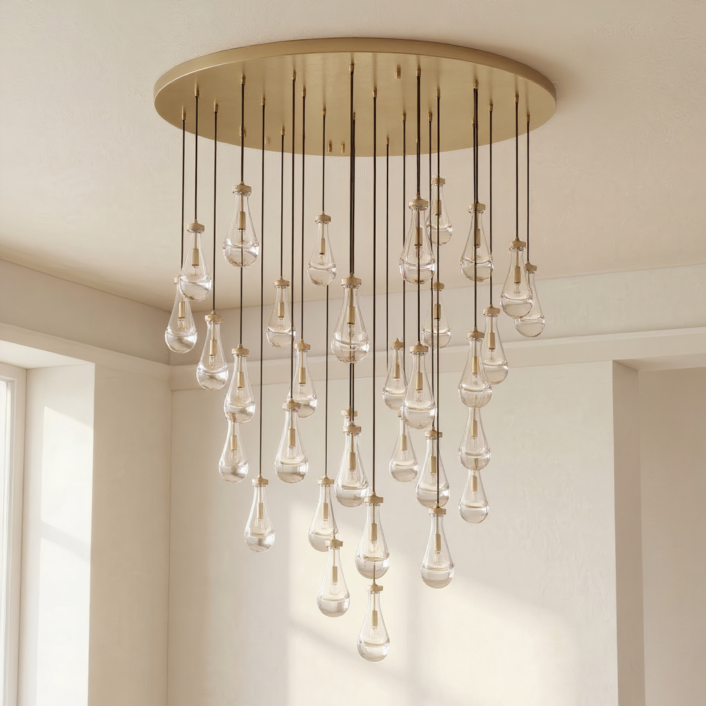 Inspired Rain Drop Style Chandelier – 47 Inch – Gold Finish