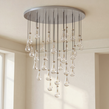Inspired Rain Drop Style Chandelier – 47 Inch – Nickel Finish
