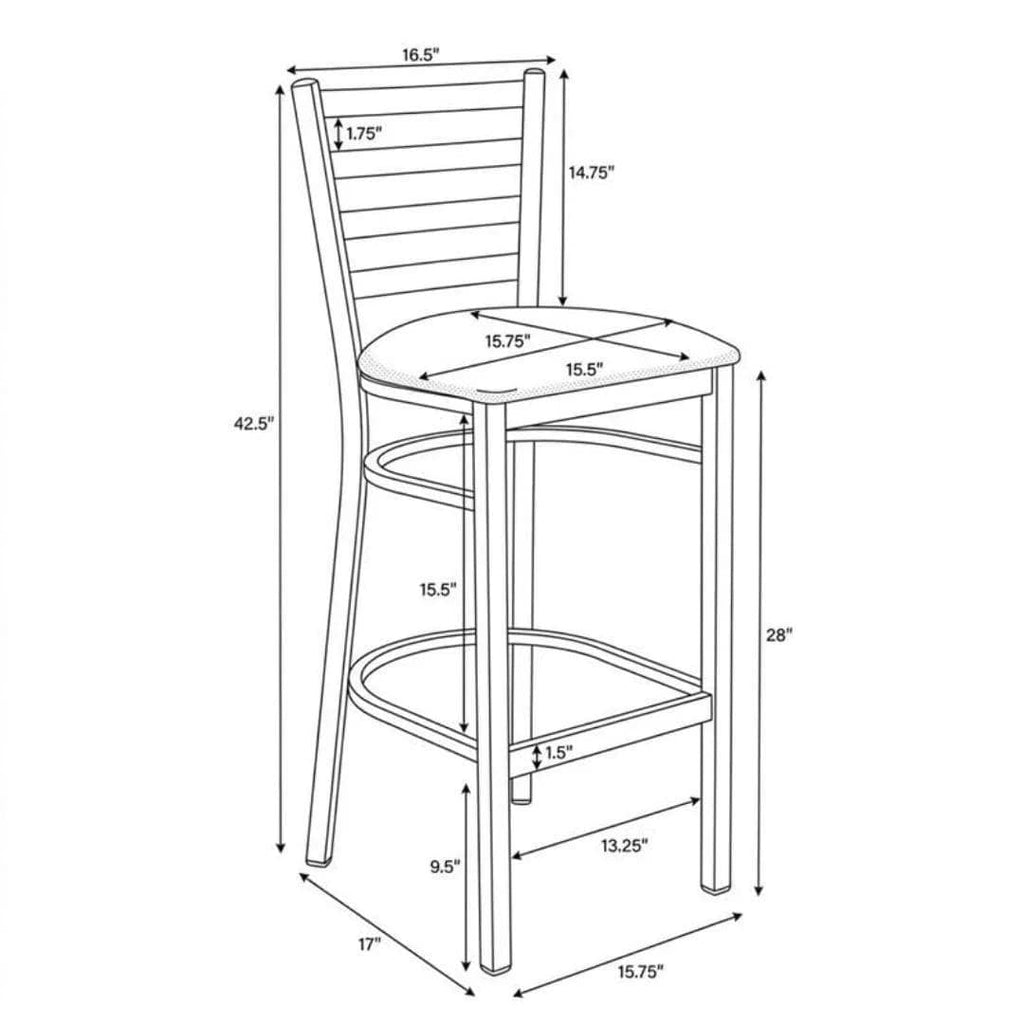 Black Ladder Back Restaurant Bar Stool with White Vinyl Seat