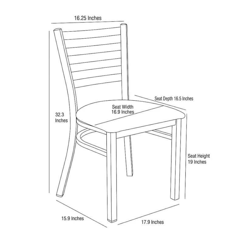 Silver Ladder Back Restaurant Chair with White Vinyl Seat