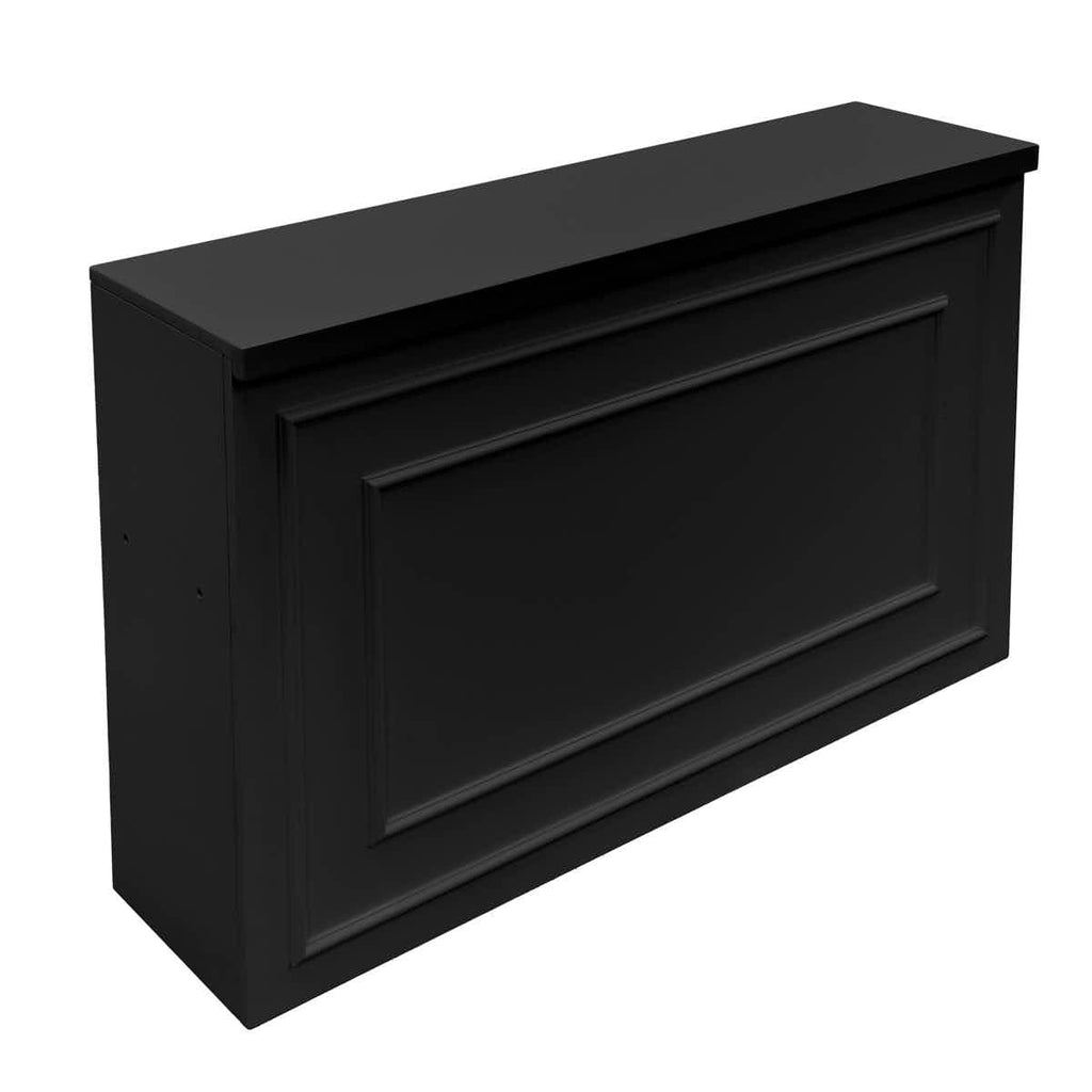 Black 48" x 12" x 30" Portable Stage Facade with Front Overhang and Flush Sides