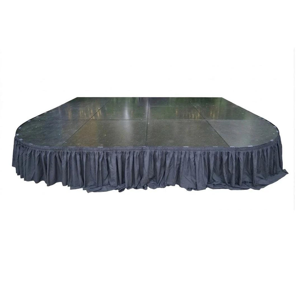 8' Black Stage Skirt 21" High 180 GSM Polyester Linen with 8 Clips