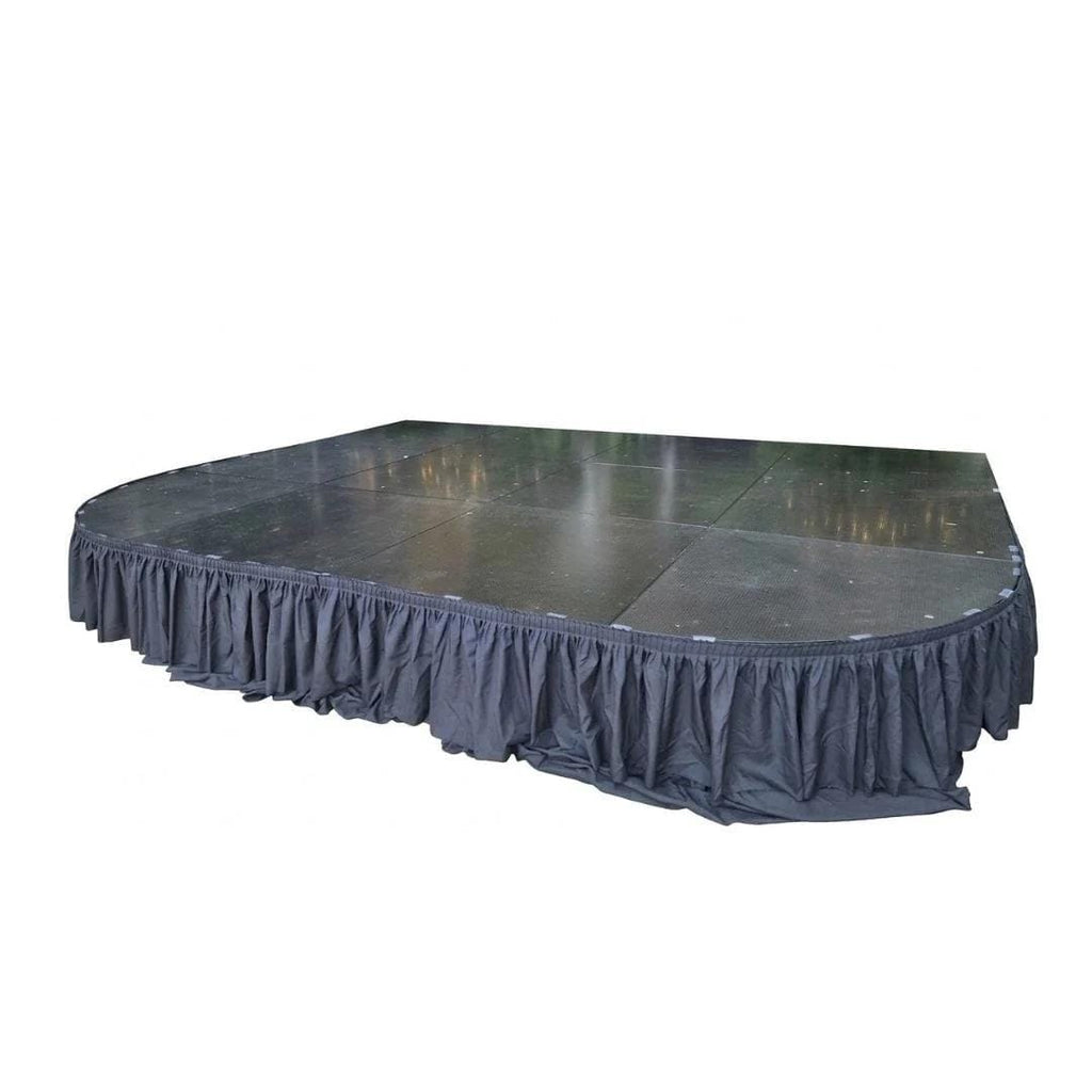 8' Black Stage Skirt 21" High 180 GSM Polyester Linen with 8 Clips