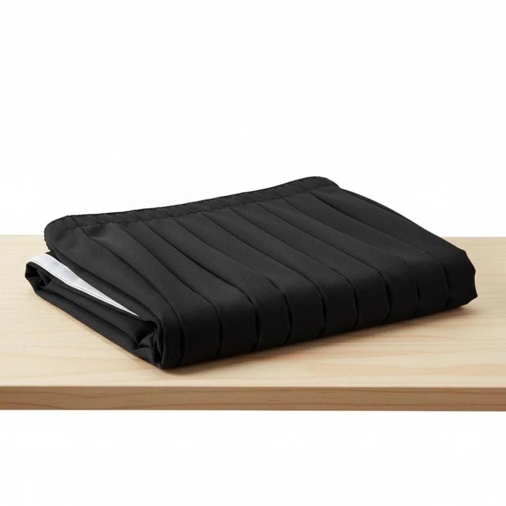 8' Black Stage Skirt 21" High 180 GSM Polyester Linen with 8 Clips