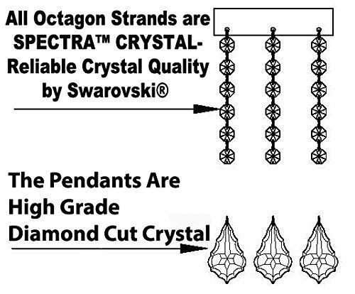 Swarovski Crystal Trimmed Chandelier White Wrought Iron Swarovski Crystal Trimmed Chandeliers Lighting H27"xW21" Dressed w/Jet Black Crystal Great for Closets, Dining Rooms w/White Shades - J10-B97/WHITESHADES/WHITE/26025/5SW