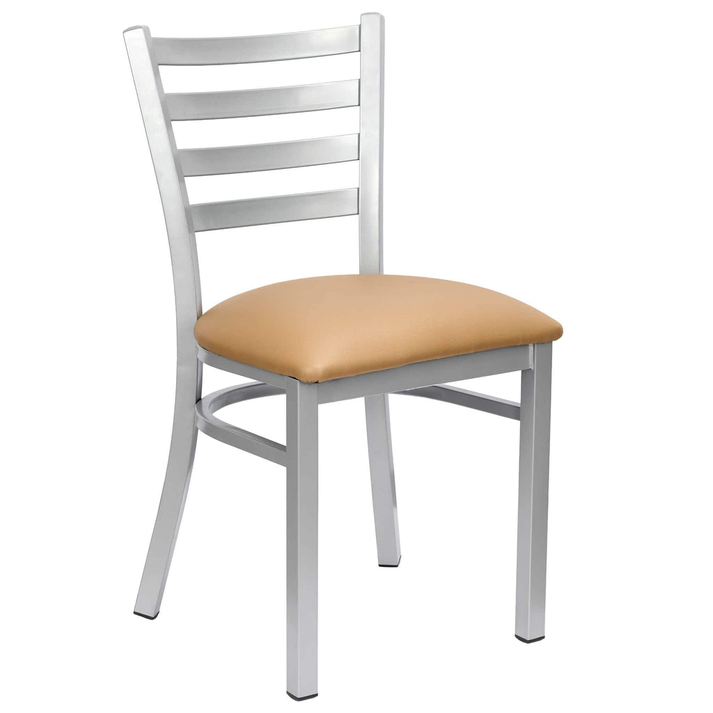 Ladder Back Restaurant Chair with Frame and Vinyl Seat