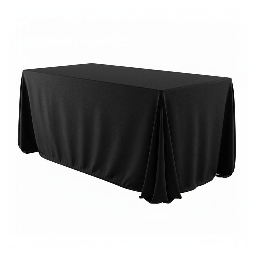 Black Rectangle Poly Satin Tablecloth Linen