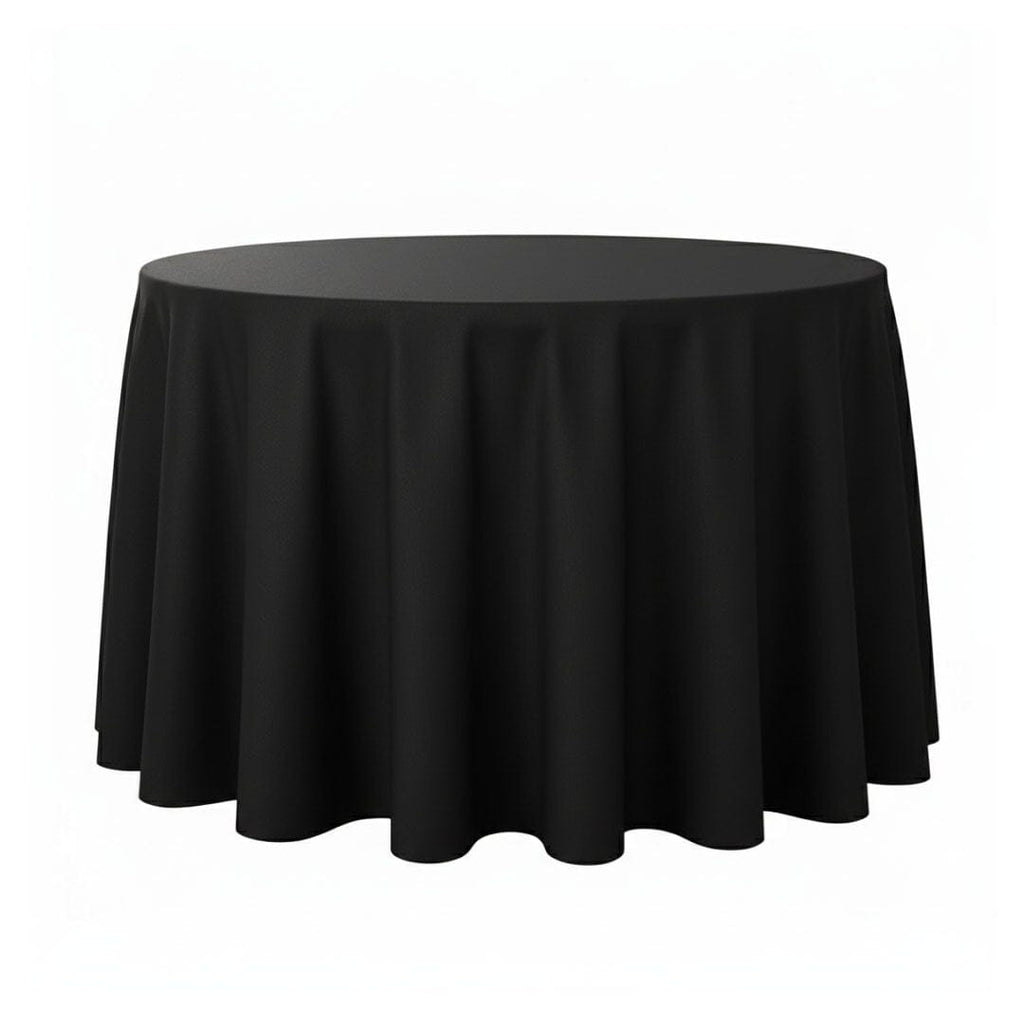 Black Round Poly Satin Tablecloth Linen