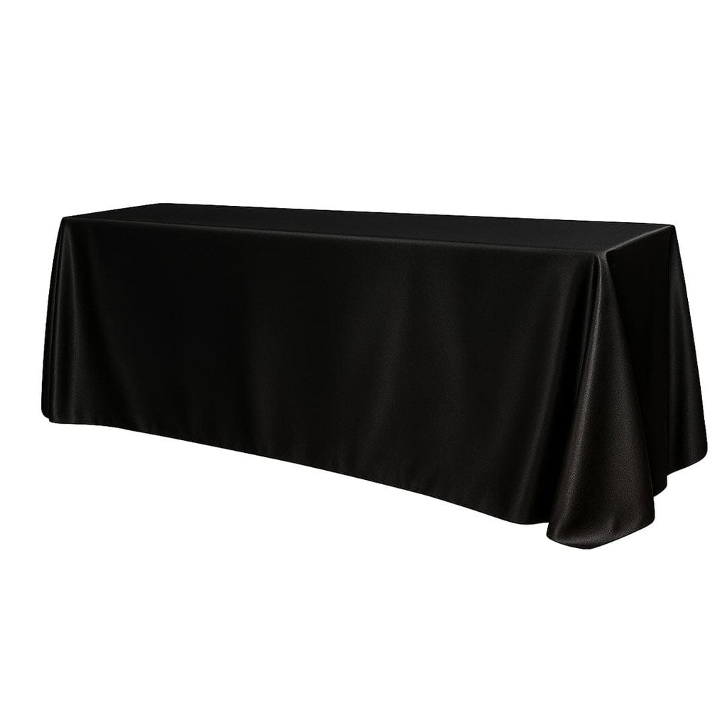 Black Rectangle Poly Satin Tablecloth Linen