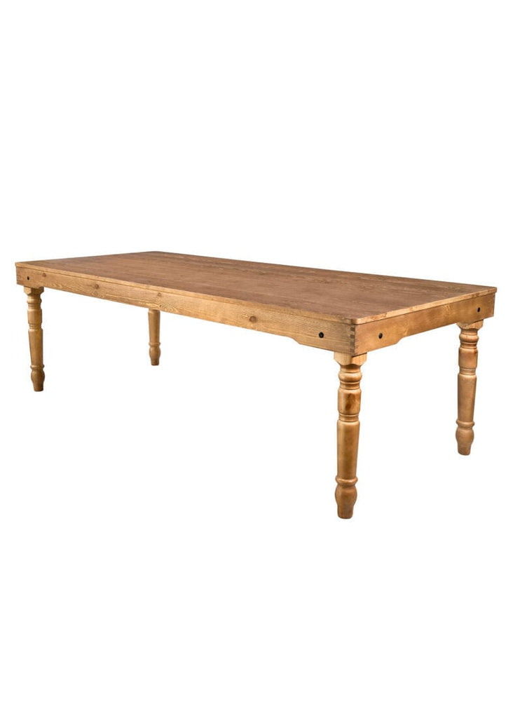 Chestnut Finish Rectangle Fluted Leg Wood Farm Table