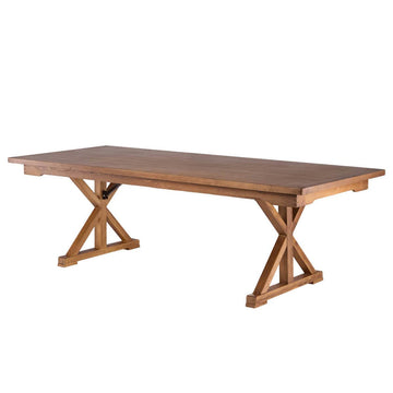 96" x 40" (8 Foot) Chestnut Finish Rectangle X Leg Wood Farm Table