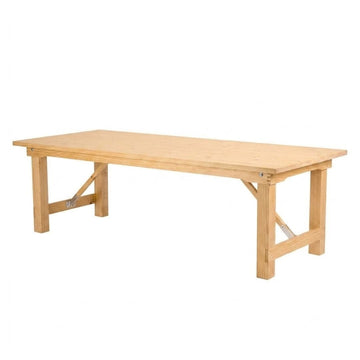 96" x 40" (8 Foot) Natural Rectangle Straight Leg Wood Farm Table